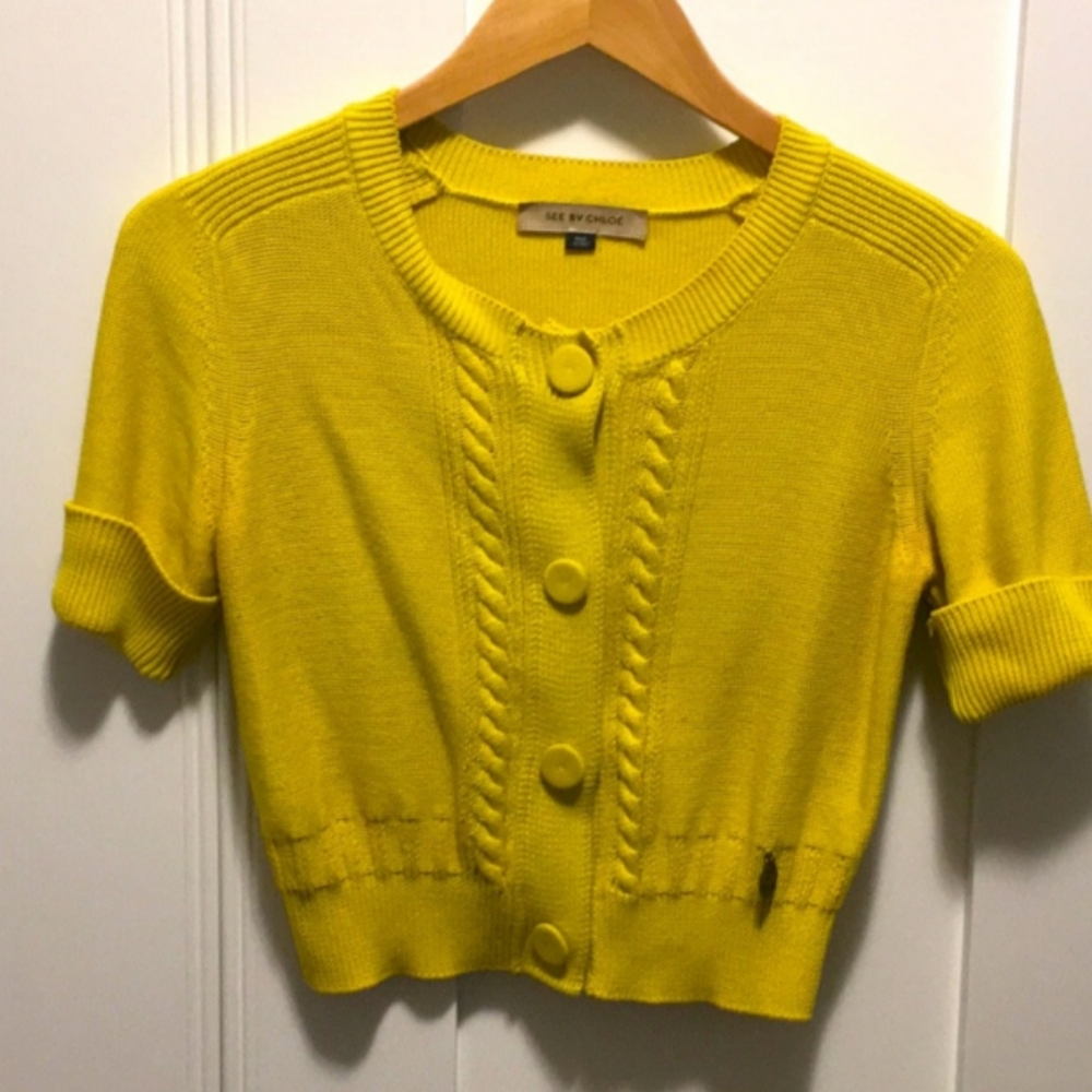 See By Chloe Yellow Knit Cardigan